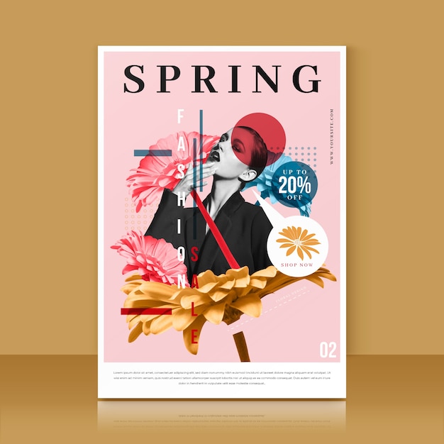 Spring sale flyer template with photo