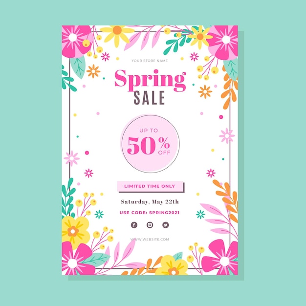 Free vector spring sale flyer template