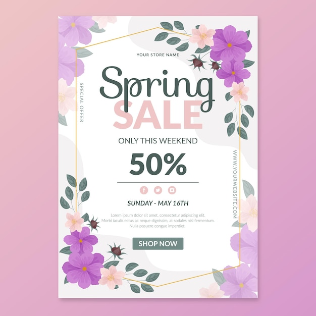 Free vector spring sale flyer template