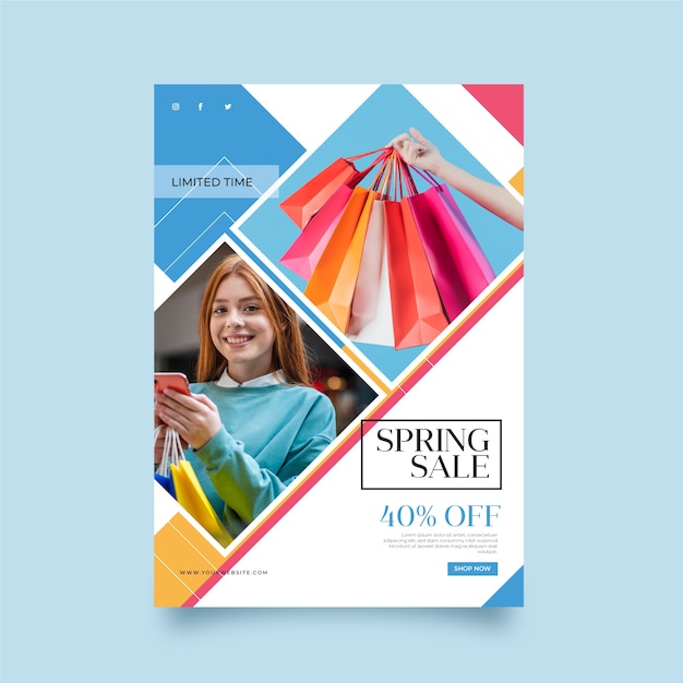 Spring sale flyer with picture template
