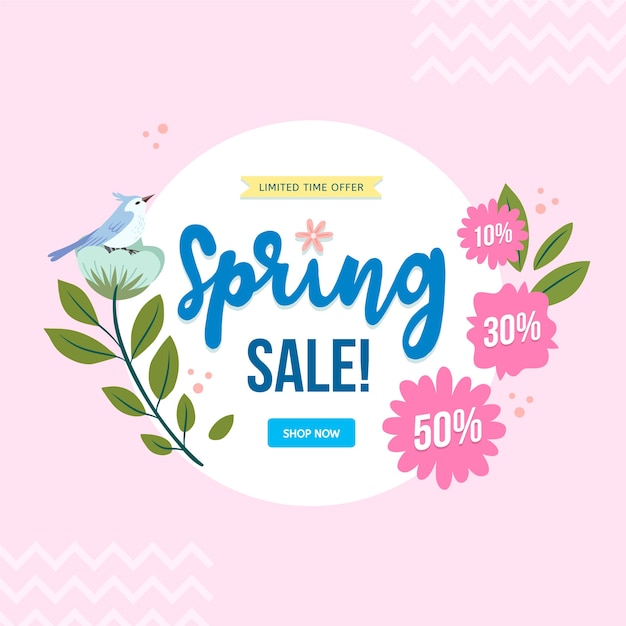 Free vector spring sale in hand drawn