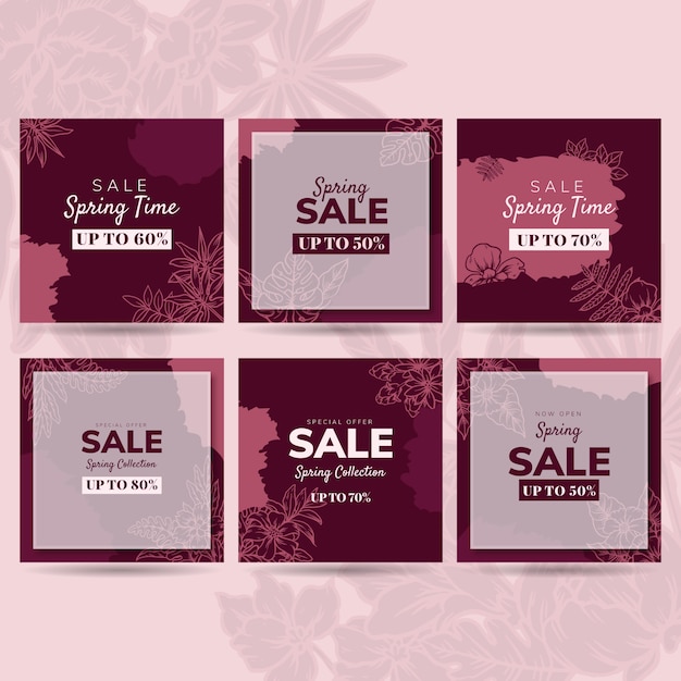 Free vector spring sale instagram post collection concept