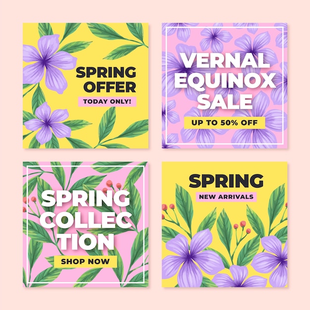 Free vector spring sale instagram post collection