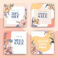 Free vector spring sale instagram post collection