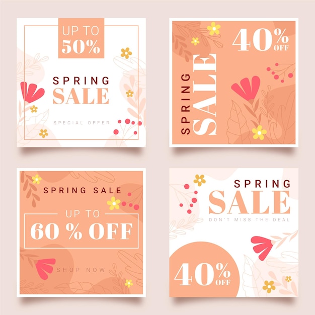 Spring sale instagram posts set