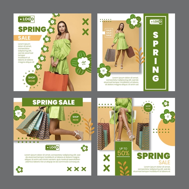 Free vector spring sale instagram posts