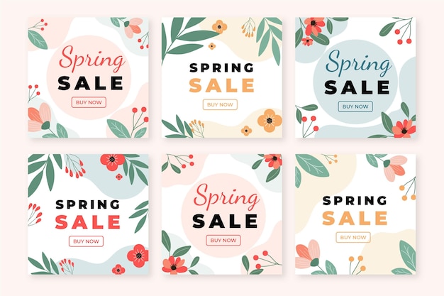 Free vector spring sale instagram posts