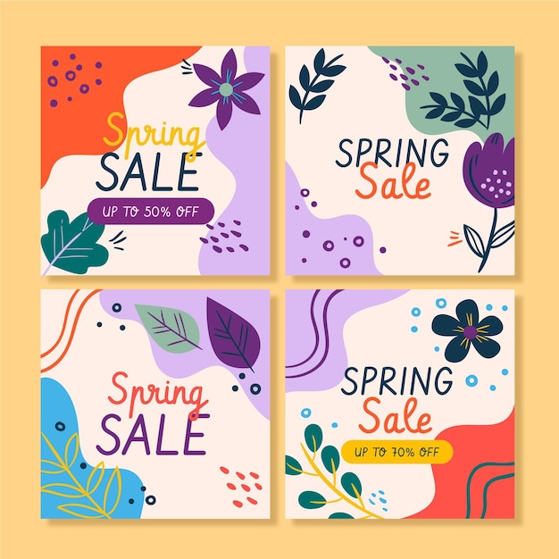 Free vector spring sale instagram posts