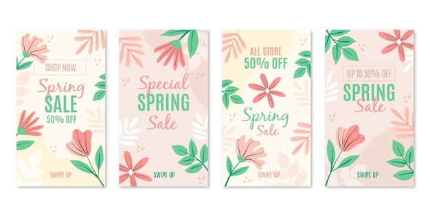 Free vector spring sale instagram stories