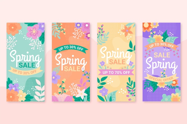 Free vector spring sale instagram story collection