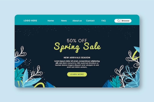 Vettore gratuito modello web della pagina di destinazione della vendita di primavera