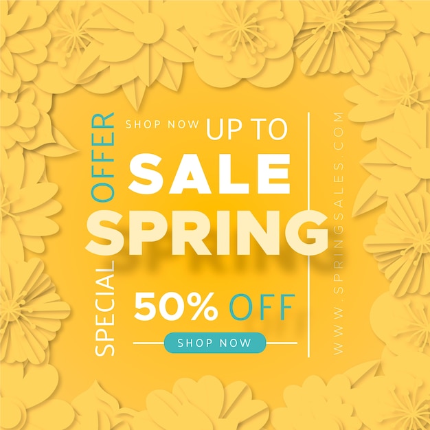 Spring sale in paper style