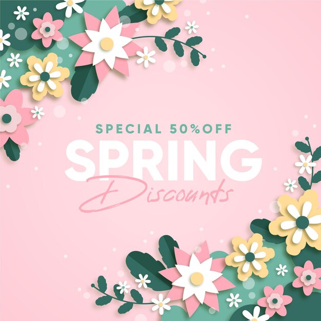 Free Vector spring sale in paper style