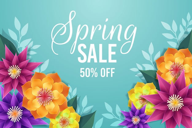 Free vector spring sale in paper style