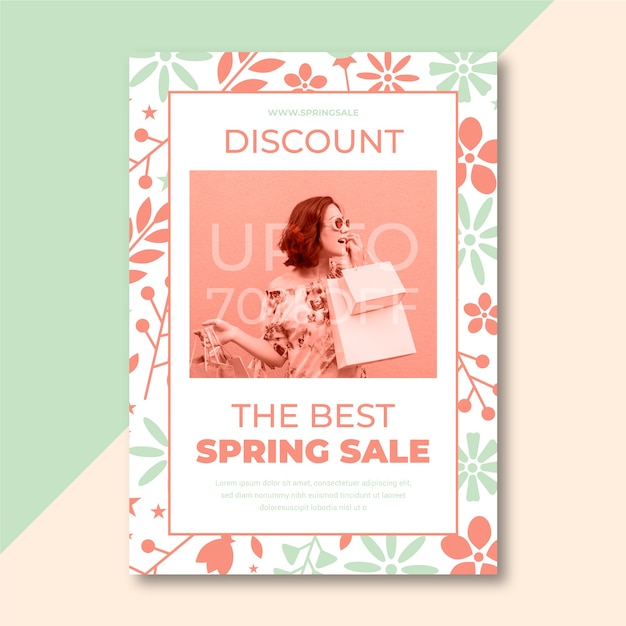 Free vector spring sale poster with photo