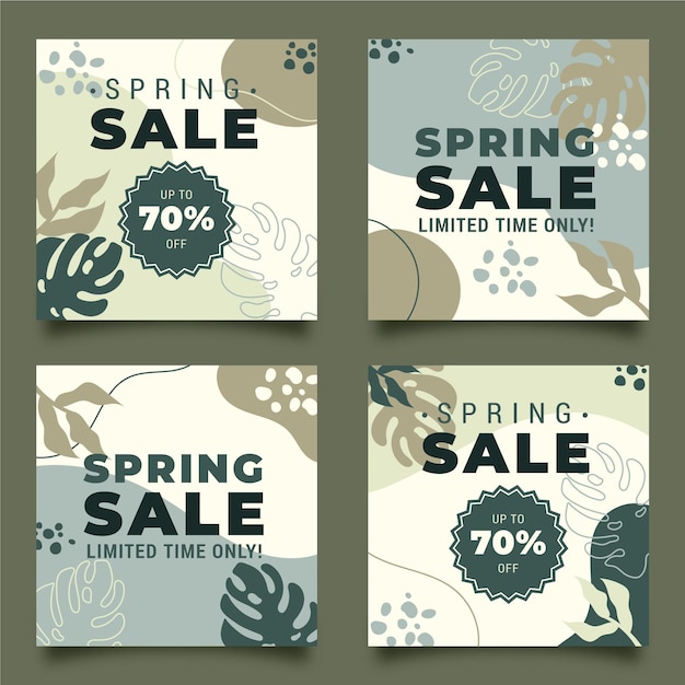 Free vector spring sale social media posts template