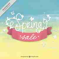 Vettore gratuito spring sale sfondo acquerello