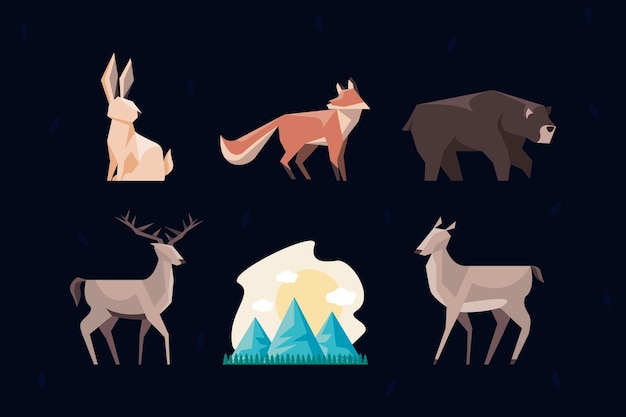 Free vector spring season five animals