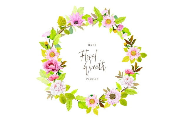 Spring summer floral wreath illustration