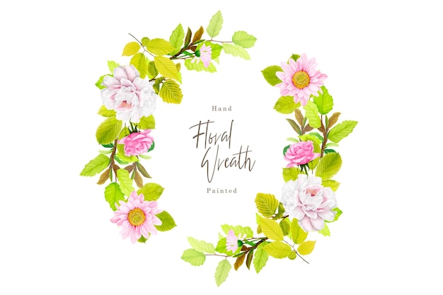 Spring summer floral wreath illustration