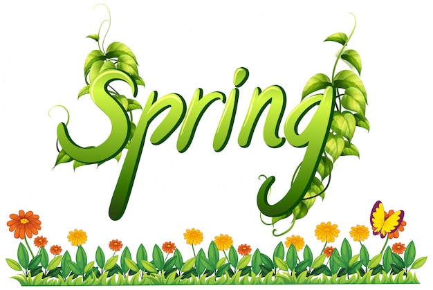 Free vector a spring text letter banner