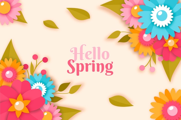 Spring theme for background in colorful paper style