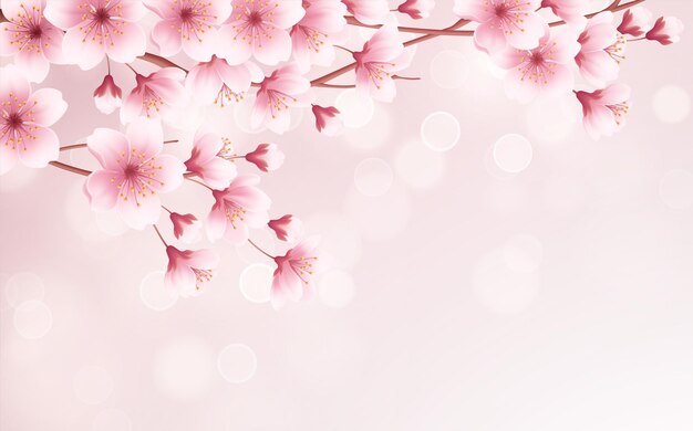 グラデーションの美しい桜の花の背景 プレミアムベクター