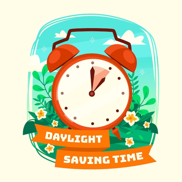 Free vector spring time change illustration with clock