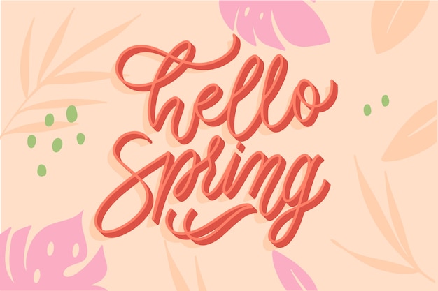 Free vector spring typography with colorful decoration