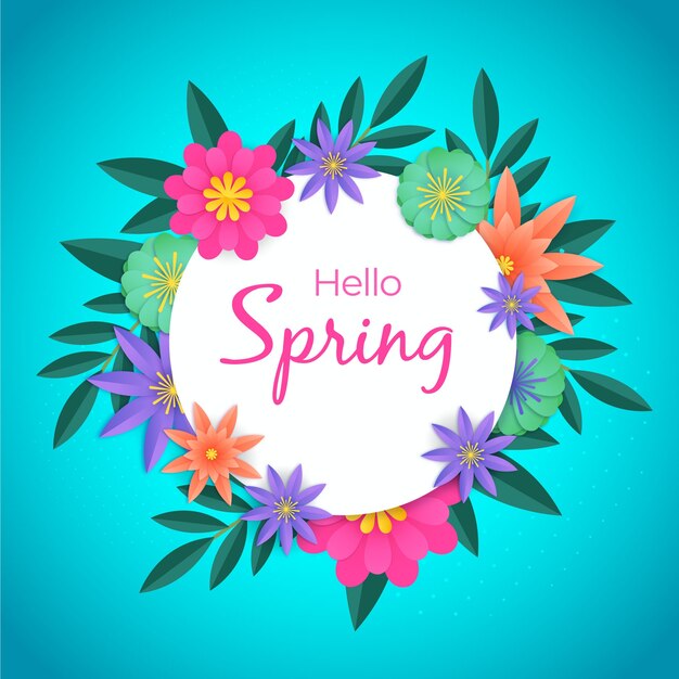 Spring wallpaper in colorful paper style