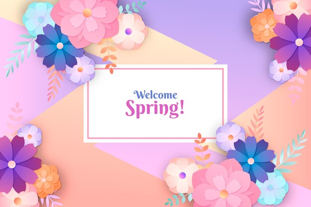 Spring wallpaper in colorful paper style