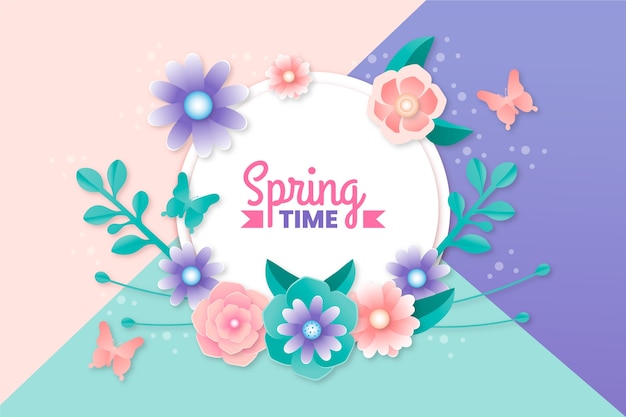 Spring wallpaper in paper style