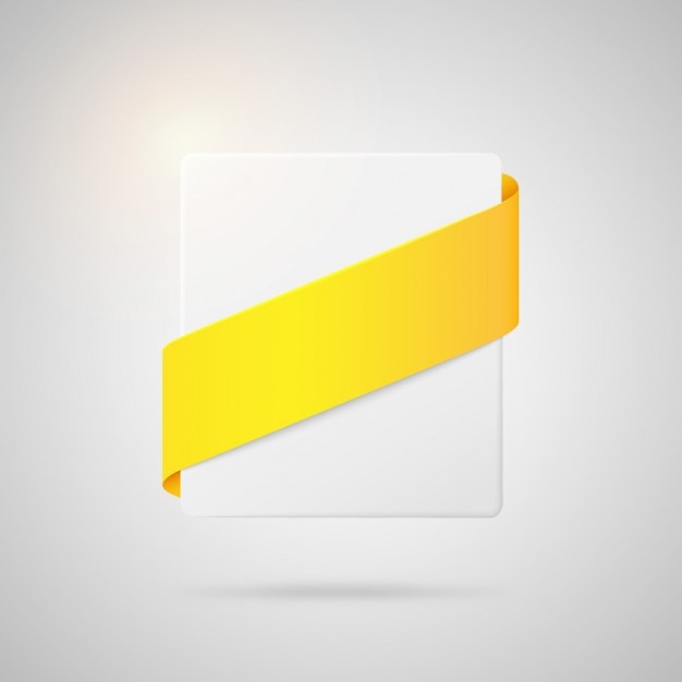 Free vector square badge with yellow ribbon