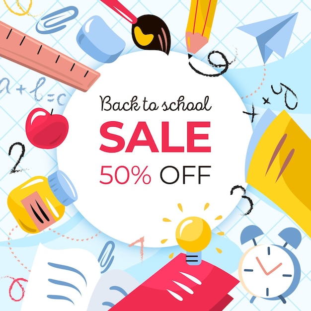 Free vector square banner with back to school sales