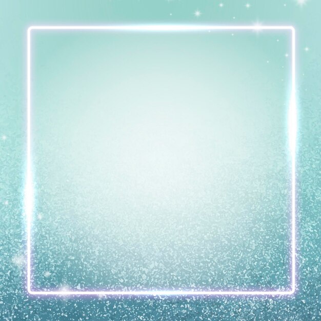 Square blue neon frame design background