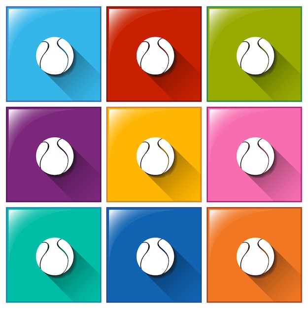 Free vector square buttons with balls