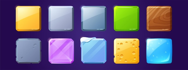 Free vector square buttons with different textures