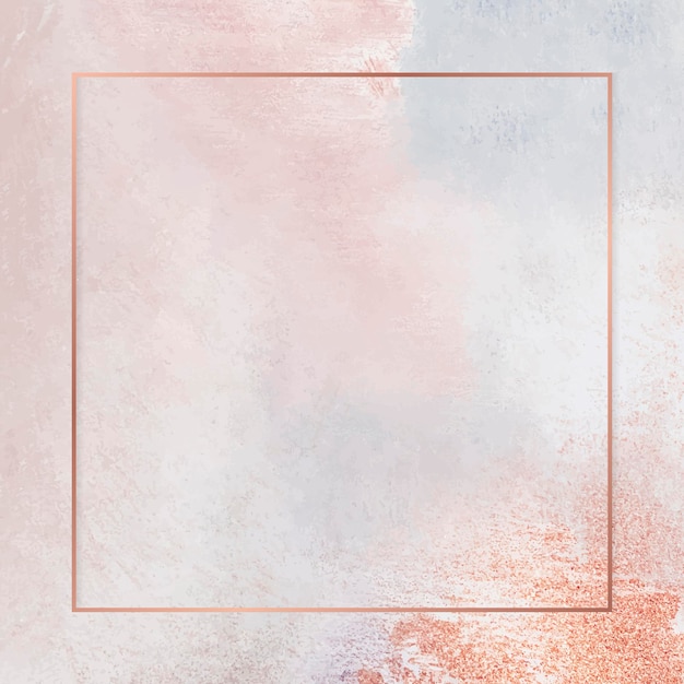 Square copper frame on pastel background