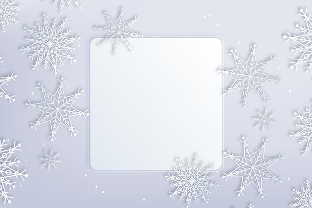 Free vector square copy space winter background in paper style and snow