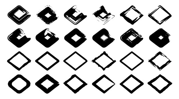 Квадратный элемент каракули ручной работы кисти векторные иллюстрации
