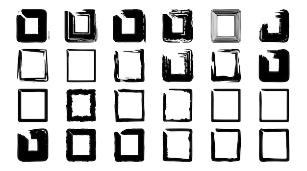 免费矢量平方元素手绘涂鸦刷插图