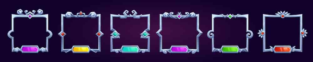 Free vector square fantasy game user avatar border in rpg game