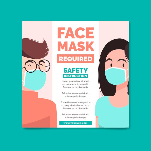 Квадратный флаер для требования маски для лица