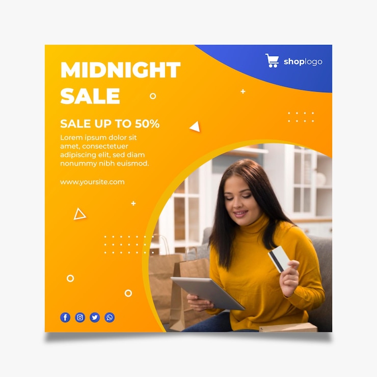 Free Vector square flyer for online shopping