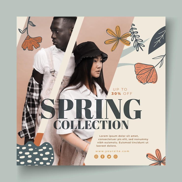 Free Vector square flyer for spring fashion sale