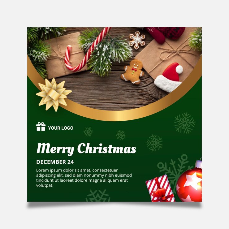 Free Vector square flyer template for christmas