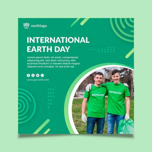 Free vector square flyer template for mother earth day celebration