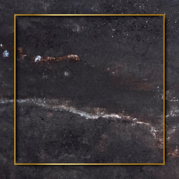 黒い大理石の背景ベクトルの正方形の金フレーム