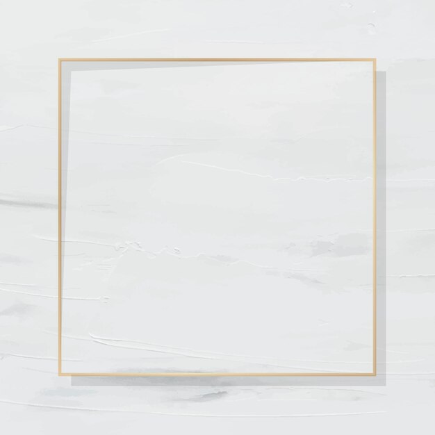 Square gold frame on white painted background