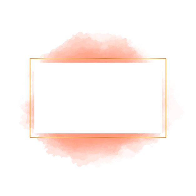 オレンジ色の水彩画の形をした正方形の金色のフレーム